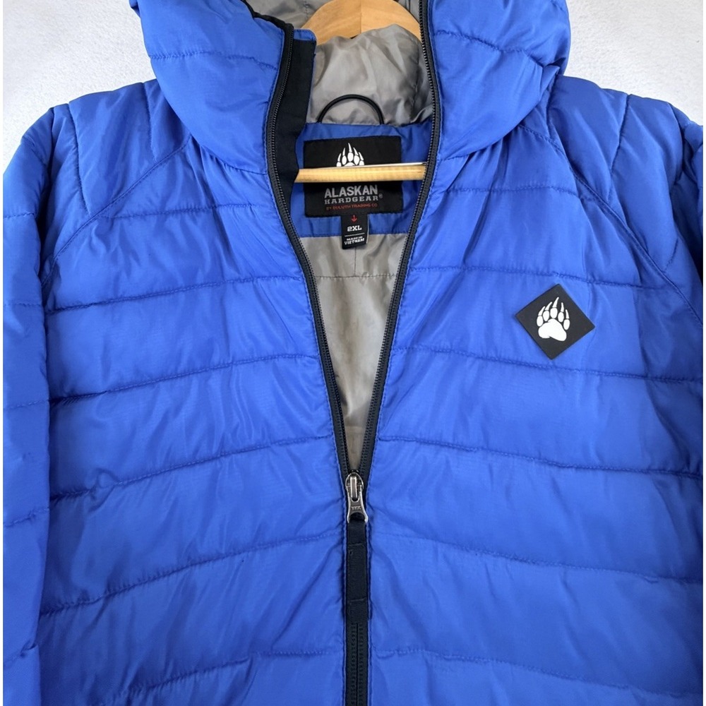Duluth Trading Alaskan Hardgear Eco Puffin Jacket Men Sz XXL 2XL Blue Hooded Zip